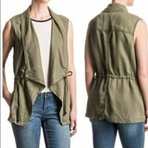 Max Jeans Army Green Open Vest Size Large